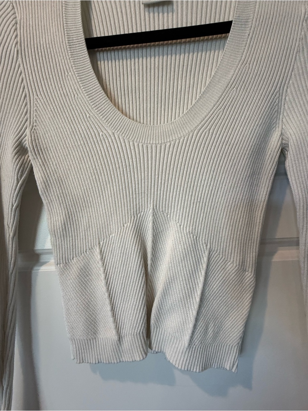 Abercrombie & Fitch Ribbed Scoop Neck Sweater in Cream